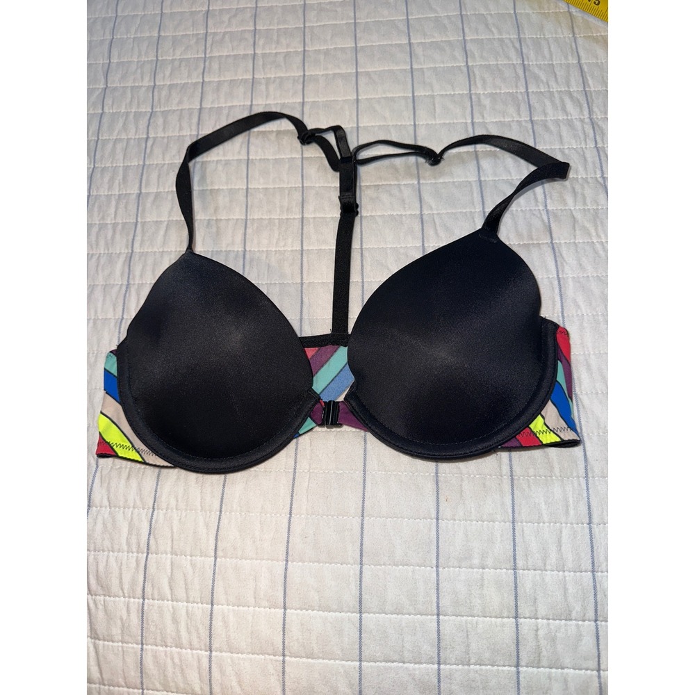 Victorias Secret PINK Wear‎ Everywhere Lightly Lined Front Close Bra 32B Rainbow
